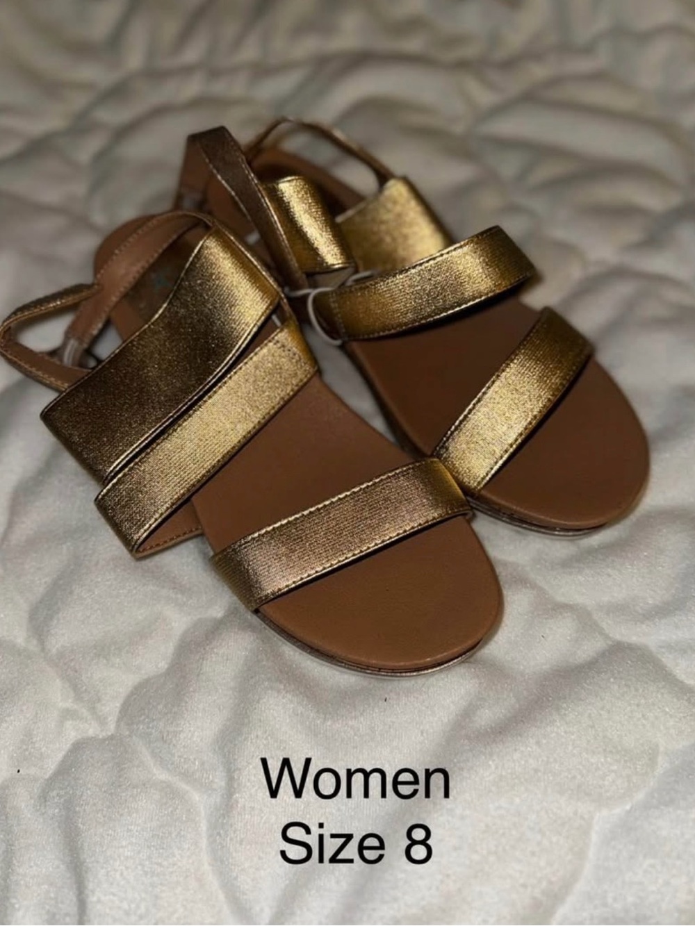 Metallic Gold Strappy Women’s Sandals - Size 8